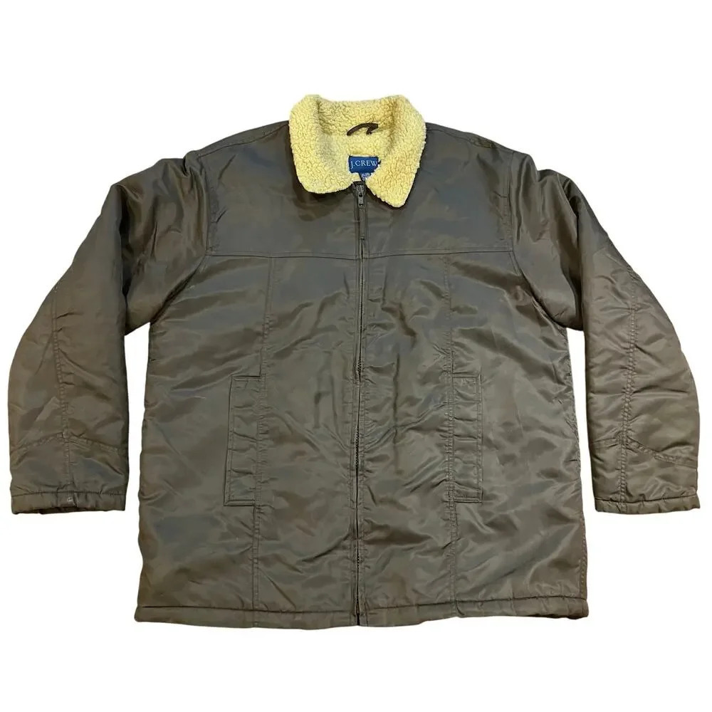 Vintage J.Crew Sherpa Lined Quilted Nylon Chore Jacket Men’s Size XL Insulated